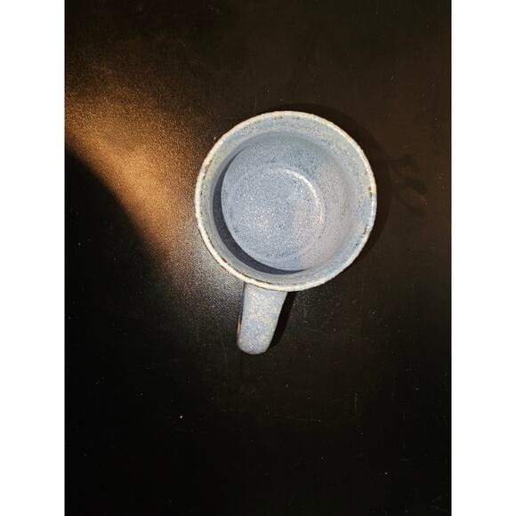 Speckled Light Blue Glazed Art Pottery Mug w Terracotta Stripes Applied Handle - Picture 7 of 9